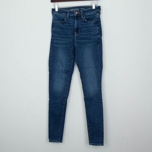 American Eagle Super Hi-Rise Skinny Jeans Womens Size 4 Blue Minimalist Casuali